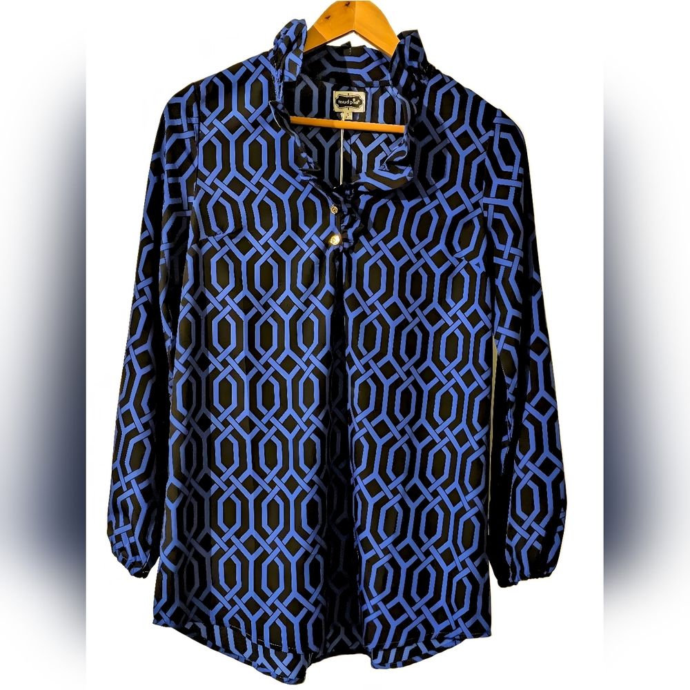 NWT - Mud Pie Whitney Ruffle Neck Tunic - Chic & Stylish Size (S)